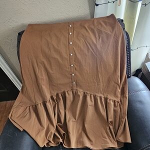 SHEIN Brown A-Line Skirt with Button Detail